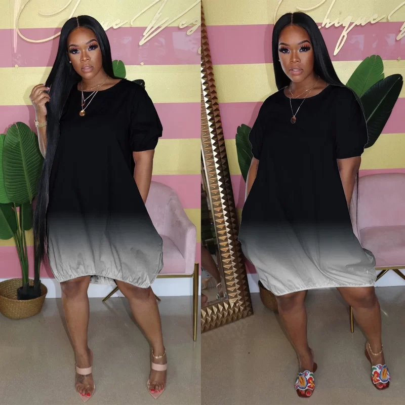 2024 AliExpress European and American cross border plus size women s summer new casual gradient dress 5