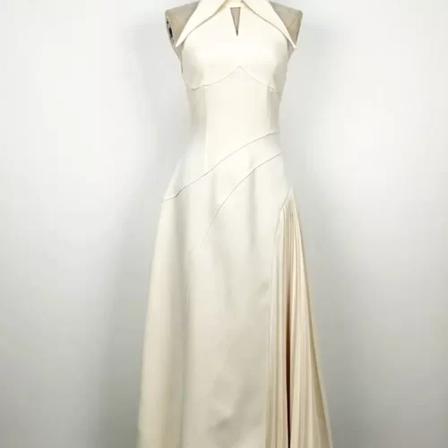 DEAT Women Fashion Dress Lapel Hollow Out Sleeveless Patchwork Pleated Waist Asymmetric Elegant Dresses Summer 2024 4