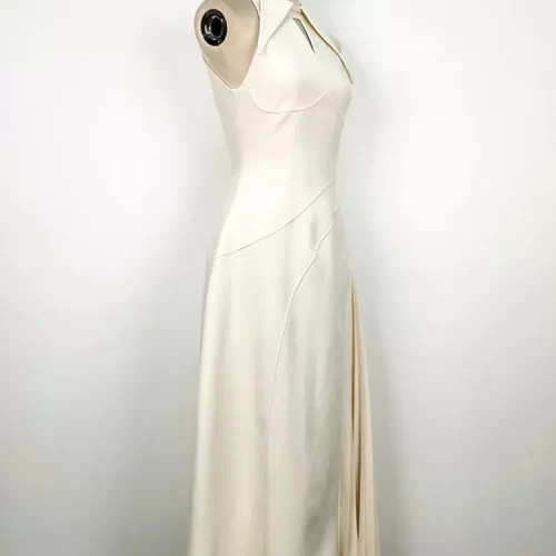 DEAT Women Fashion Dress Lapel Hollow Out Sleeveless Patchwork Pleated Waist Asymmetric Elegant Dresses Summer 2024 5