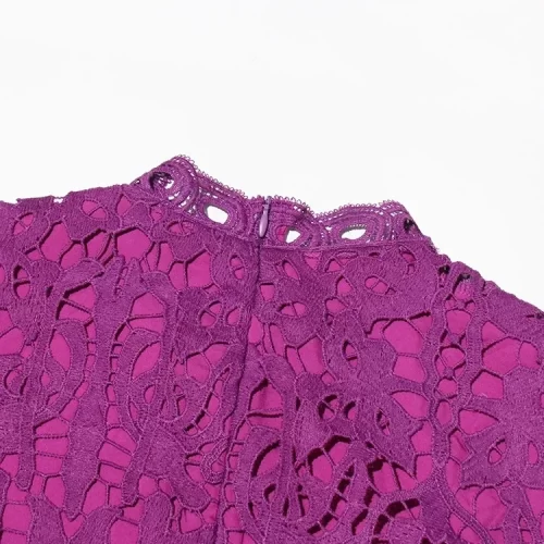Doris Fanny Hollow Out Vintage Elegant Dress For Women Long Sleeve Lace High Waist Dresses Female 3