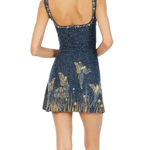 Fashion Print Spaghetti Strap Mini Dress Women Sexy Backless Sleeveless Tight Slit Dresses Ladies Banquet Clubwear 5