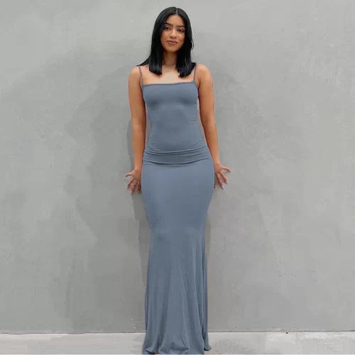 Satin Slip Sleeveless Backless Maxi Dress Women 2023 Y2K Summer Bodycon Elegant Sexy Outfits Ladies Birthday 5