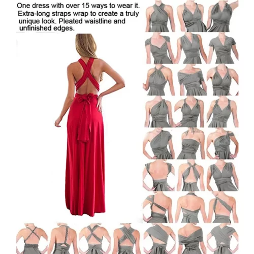 Sexy Women Multiway Wrap Convertible Boho Maxi Club Red Dress Bandage Long Dress Party Bridesmaids Infinity 5