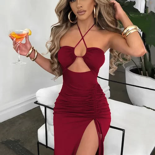 Sleeveless Sexy Female Midi Backless Dresses Slim Night Club Party Women s Dress Bodycon Vestidos Elegantes 4