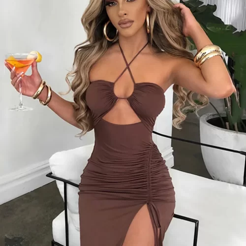 Sleeveless Sexy Female Midi Backless Dresses Slim Night Club Party Women s Dress Bodycon Vestidos Elegantes 5