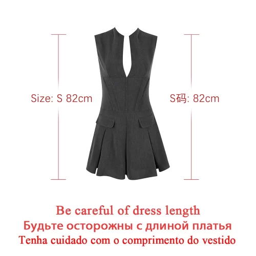 Suninheart Autumn Women Office Lady Blazer Dress Sleeveless 2023 Casual Fashion A Line Dress with Pocket 5