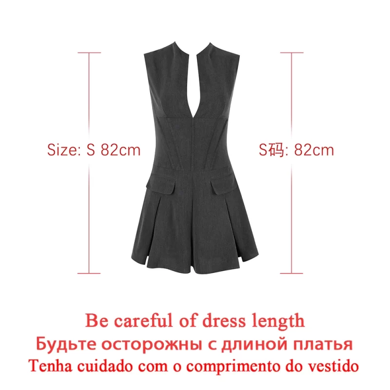 Suninheart Autumn Women Office Lady Blazer Dress Sleeveless 2023 Casual Fashion A Line Dress with Pocket 5