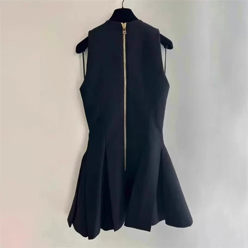 y2k summer new women s V neck metal double breasted sleeveless dress 2024 high quality fashion 5